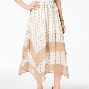 Style & Co Diamond-Striped Chiffon-Hem Midi skirt